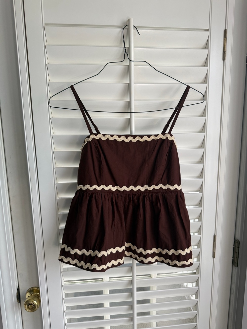 Sim & Sam Brown Scallop Trim Babydoll Camisole Top NWT Cottagecore Coquette